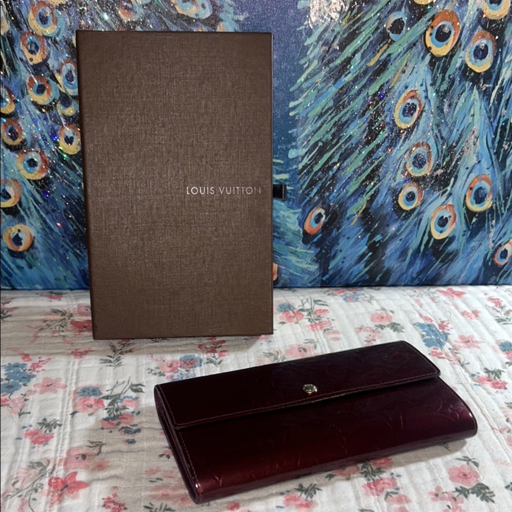 Vintage Louis Vuitton Deep Violet Vernis Sarah Long Wallet w Box